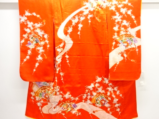 JAPANESE KIMONO / CHILDRENS KIMONO / WEEPING CHERRY BLOSSOMS / CYPRESS